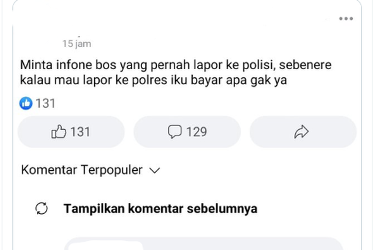 Biaya Lapor Polisi Kasus Kehilangan Hp